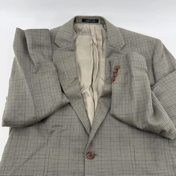 Lauren Ralph Lauren Men Houndstooth Wool Silk Blend Blazer Sport Coat‎ 40R